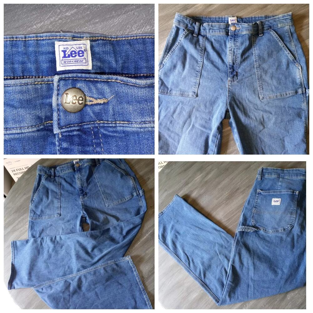 Vtg 90s Lee Carpenter high‎ rise Jeans Big Square front pockets Egypt 36 x 30 16